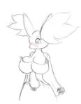  anthro big_breasts blush breasts canine cleavage clothed clothing delphox female fox mammal monochrome nintendo pok&#233;mon pok&#233;morph pok&eacute;mon sketch unknown_artist video_games 