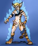  blonde_hair eyewear feline glasses hair leoian leoian_(character) magic male mammal necklace nude solo tiger transformation 