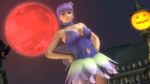  1girl 3d ayane ayane_(doa) breasts dead_or_alive dead_or_alive_5 halloween hands_on_hips large_breasts moon navel_cutout official_art solo tecmo 