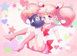  back_bow big_hair bishoujo_senshi_sailor_moon boots bow chibi_usa choker doily elbow_gloves full_body gloves hair_ornament hairclip key luna-p megumi_choco pink pink_choker pink_eyes pink_footwear pink_sailor_collar sailor_chibi_moon sailor_collar sailor_senshi_uniform solo star twintails white_gloves 