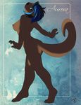  abstract_background aurora black_hair blue_hair breasts brown_eyes brown_fur butt claws female fur hair looking_at_viewer mammal mustelid nipples nude otter solo toe_claws two_tone_hair tygurstar 
