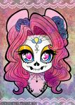  blue_eyes cutie_mark equine eyelashes face_tattoo female feral friendship_is_magic fur hair horse long_hair looking_at_viewer mammal monstrenoir my_little_pony pink_fur pink_hair pinkie_pie_(mlp) pony skull solo spider_web tattoo 