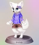  anthro blue_eyes canine colored cub cute fox fur hair jamesfoxbr looking_at_viewer male mammal open_mouth plain_background smile solo standing teeth tongue white_fur young 