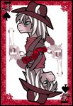  &#9824; &spades; clothing cowboy_hat equine feral flower friendship_is_magic frown fur green_eyes gun hair hat horse long_hair male mammal monstrenoir my_little_pony original_character pistol playing_card pony ranged_weapon revolver rose scar scar_(marking) solo weapon 
