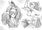  animal armpits arms_up bestiality blush bouncing_breasts breasts caracol cleavage closed_eyes dog greyscale hanging_breasts jewelry kiss large_breasts monochrome necklace nipples nun open_mouth queen's_blade queen's_blade_rebellion sigui_(queen's_blade) topless wolf 