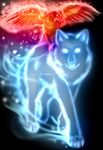  avian bird canine fire ghost glowing hashire hawk invalid_color light mammal spirit spiritual symbolism wolf 