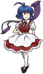  antenna_hair blue_hair dress full_body lenk64 looking_away lowres mary_janes nansei_project non-web_source pantyhose pixel_art puffy_short_sleeves puffy_sleeves red_dress red_eyes ribbon sakka_kira scroll shoes short_hair short_sleeves smile solo standing transparent_background white_legwear 