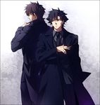  bad_id bad_pixiv_id black_hair brown_hair cigarette emiya_kiritsugu fate/zero fate_(series) kotomine_kirei long_coat multiple_boys necktie zihad 