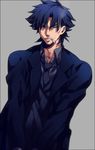  bad_id bad_pixiv_id black_eyes black_hair cigarette emiya_kiritsugu facial_hair fate/zero fate_(series) long_coat male_focus necktie solo stubble zihad 