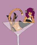  acorn anthro cat cheetah corset crossdressing erection feline gay girly glass heels heterochromia high_heels legwear loki looking_at_viewer male mammal martini penis reizo solo stockings 