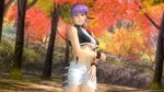  1girl 3d ayane ayane_(doa) breasts dead_or_alive dead_or_alive_5 forest large_breasts nature official_art purple_hair solo tecmo underboob 