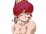  azalyn breasts cleavage elf eyes_closed headdress musekinin_kanchou_tylor nude pointy_ears red_hair twintails 