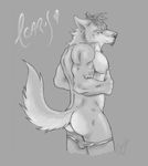  back beard biceps butt canine dissimulated facial_hair fur hair male mammal monochrome muscles nude pec_grasp pecs pose sketch solo speedo standing swimsuit tattoo toned topless underwear 