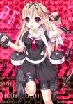  binary black_ribbon blonde_hair bow gloves hair_bow hair_flaps hair_ribbon kantai_collection long_hair md5_mismatch open_mouth pleated_skirt red_eyes remodel_(kantai_collection) ribbon school_uniform serafuku skirt solo tsukino_neru yuudachi_(kantai_collection) 