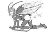  all_fours antennae blush genderswap genderswap_(mtf) greyscale insect_girl insect_wings kha'zix kneeling league_of_legends monochrome nam_(valckiry) personification sketch solo wince wings 