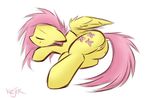  butt cutie_mark edit equine eyes_closed feathers female feral floppy_ears fluttershy_(mlp) friendship_is_magic fur hair horse kejzfox long_hair mammal my_little_pony pegasus pink_hair plain_background pony pussy signature sleeping solo white_background wings yellow_fur 