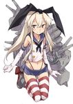  black_panties blonde_hair brown_eyes e=mc2_(mosimosi) elbow_gloves gloves hairband kantai_collection long_hair miniskirt panties rensouhou-chan shimakaze_(kantai_collection) skirt solo striped striped_legwear thighhighs thong underwear white_gloves 