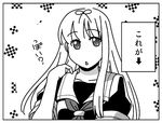  bangs black_serafuku buntaichou comic greyscale kantai_collection long_hair monochrome poi school_uniform serafuku solo translated twintails yuudachi_(kantai_collection) 