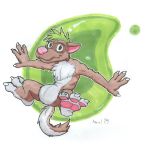  2019 3_toes anthro azul_(artist) claws ferret fur green_hair hair looking_at_viewer magferret mammal mustelid nude pawpads paws simple_background smile solo toe_claws toes 