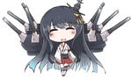  :d bangs bare_shoulders black_hair blunt_bangs chibi fusou_(kantai_collection) japanese_clothes kantai_collection long_hair nontraditional_miko open_mouth smile solo very_long_hair yashiro_(silver_will) 
