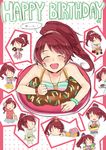  bad_id bad_pixiv_id banned_artist blush brown_hair closed_eyes doughnut eating food idolmaster idolmaster_cinderella_girls jewelry kawaguchi_yukihiro long_hair necklace open_mouth ponytail shiina_noriko smile solo 