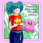  breast_grab breasts bulge ditto drooling duplica english_text erection eyes_closed female hair human male mammal nintendo penis pok&#233;mon pok&eacute;mon red_eyes saliva text twintails unknown_artist video_games 