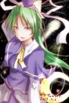  capelet crescent green_eyes green_hair hat long_hair looking_at_viewer mima open_mouth smile solo takorice touhou touhou_(pc-98) 