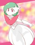  1girl alternate_form blush breasts female gardevoir green_hair hair looking_at_viewer mega_evolution mega_gardevoir mega_pokemon nintendo no_humans pok&#233;mon pokemon pokemon_(game) pokemon_xy red_eyes short_hair smile solo uranoyoru video_games 