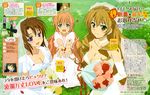  :d absurdres breasts bridal_veil cleavage collarbone dress field golden_time grass hayashida_nana highres imoto_yuki kaga_kouko large_breasts looking_at_viewer medium_breasts multiple_girls nana-senpai_(golden_time) official_art oka_chinami open_mouth plant satou_takaya smile veil wedding_dress white_dress 