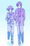  arm_holding blush coat full_body glasses height_difference male_focus multiple_boys original sasatsuyu smile yaoi 