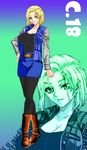  1girl android_18 blonde_hair blue_eyes breasts dragon_ball dragonball_z kagami large_breasts short_hair solo 