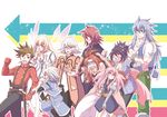  4girls 5boys akitakomaneti arrow arrows blonde_hair blue_hair brown_hair collet_brunel genius_sage kratos_aurion lloyd_irving multiple_boys multiple_girls pink_hair presea_combatir red_hair refill_sage regal_bryan sheena_fujibayashi tales_of_(series) tales_of_symphonia white_hair wings zelos_wilder 