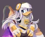  armor avian bird della_duck disney duck eyewear female goggles hair long_hair looking_at_viewer smile yurka 