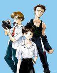  3boys aida_kensuke brown_eyes glasses ikari_shinji multiple_boys neon_genesis_evangelion neon_genesis_evangelion_(manga) official_art sadamoto_yoshiyuki suzuhara_touji 