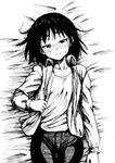  :&gt; ami_(yakumo00) bad_id bad_pixiv_id blush genshiken greyscale highres monochrome ogiue_chika short_hair solo sweat 