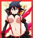  1girl breasts kill_la_kill large_breasts masako_(sabotage-mode) matoi_ryuuko midriff multicolored_hair senketsu two-tone_hair 