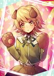  animal_ears brown_eyes brown_hair danganronpa danganronpa_1 fujisaki_chihiro gloves otoko_no_ko paws ponta_(aoi) 