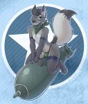  anthro arched_back arctic_fox arm_support armwear bandanna big_ears brown_eyes brown_fur brown_hair bulge camouflage_print canid canine claws clothed clothing ear_piercing fishnet fishnet_armwear fishnet_legwear flak fluffy fluffy_tail fox fur hair highleg highleg_speedo leaning leaning_forward legwear long_tail looking_at_viewer male mammal melangetic missile multicolored_fur phallic piercing sitting solo speedo straddling suggestive swimsuit topless two_tone_fur wide_hips 