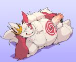  anthro balls humanoid_penis looking_at_viewer lying male nintendo nude on_side open_mouth overweight overweight_male penis pok&eacute;mon pok&eacute;mon_(species) precum smile solo vein video_games zangoose zangusuu 
