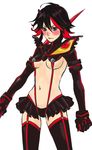  bad_id bad_pixiv_id black_hair black_legwear blush breasts elbow_gloves gloves kill_la_kill magical_girl matoi_ryuuko medium_breasts microskirt multicolored_hair nanashi_(other105) navel revealing_clothes reverse_grip scissor_blade senketsu short_hair simple_background skirt solo streaked_hair suspenders sword thighhighs two-tone_hair underboob weapon white_background 