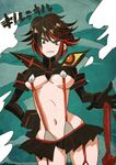  1girl breasts kill_la_kill large_breasts matoi_ryuuko multicolored_hair senketsu sword two-tone_hair weapon 