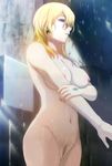  1girl blonde_hair blue_eyes breasts btooom! highres himiko_(btooom!) long_hair mound_of_venus navel nipples nude nude_filter photoshop pubic_hair pussy solo standing towel uncensored water wet 