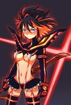  1girl blush breasts embarrassed highres kill_la_kill large_breasts matoi_ryuuko multicolored_hair senketsu trigger_(company) two-tone_hair zatou_(kirsakizato) 