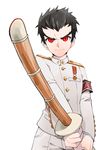  absurdres armband black_hair danganronpa danganronpa_1 highres ishimaru_kiyotaka jonlee male_focus medal red_eyes solo sword uniform weapon white_gakuran wooden_sword 