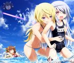  :d bikini blonde_hair blush brown_hair cecilia_alcott charlotte_dunois closed_eyes eyepatch grabbing grabbing_from_behind hair_ribbon hairband haribote_(tarao) huang_lingyin infinite_stratos laura_bodewig long_hair multiple_girls navel no_eyes o_o ocean one-piece_swimsuit open_mouth partially_submerged purple_eyes red_eyes ribbon school_swimsuit shaded_face shinonono_houki shiny shiny_clothes smile swimsuit twintails water wavy_mouth wet yuri 