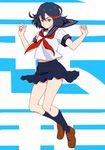  kill_la_kill matoi_ryuuko multicolored_hair navel nimochi school_uniform serafuku short_hair skirt socks solo two-tone_hair 