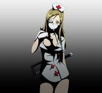  alternate_costume bandaid breasts cleavage cosplay eyepatch gloves green_eyes green_hair hat jabara_tornado large_breasts long_hair minamino_kanade nurse nurse_cap precure skullgirls solo suite_precure valentine_(skullgirls) valentine_(skullgirls)_(cosplay) white_gloves 