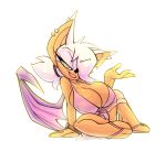  big_breasts bigdad bikini breasts chiropteran cleavage clothed clothing female footwear hair hair_over_eye looking_at_viewer mammal ponytail rouge_the_bat sandals simple_background solo sonic_(series) swimsuit white_background wings 