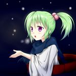  :o blush bucket green_hair hair_bobbles hair_ornament in_bucket in_container kisume purple_eyes scarf short_hair short_twintails solo tenko_(kekkikyou) touhou twintails wooden_bucket 