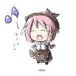  aoblue blush_stickers chibi chin-chin floating hat musical_note mystia_lorelei pink_hair solo touhou wings 